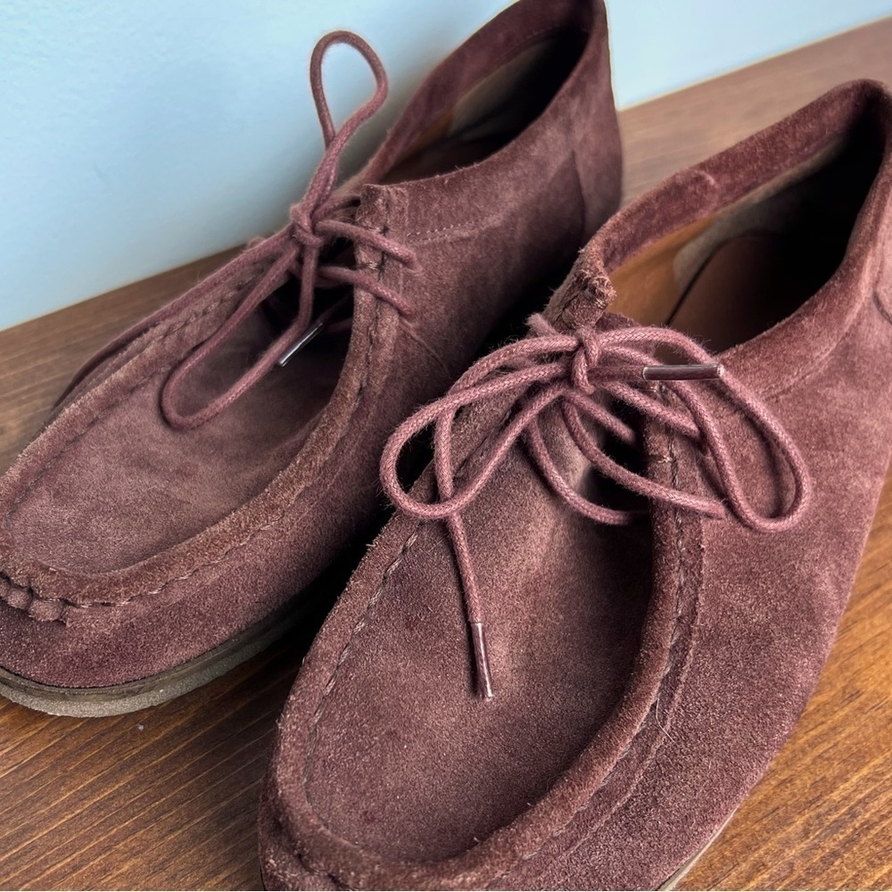 Lucky Brand Acaciah Flat Leather Suede Laced Boat Shoe in Rich Chestnut Fall - Picture 2 of 11
